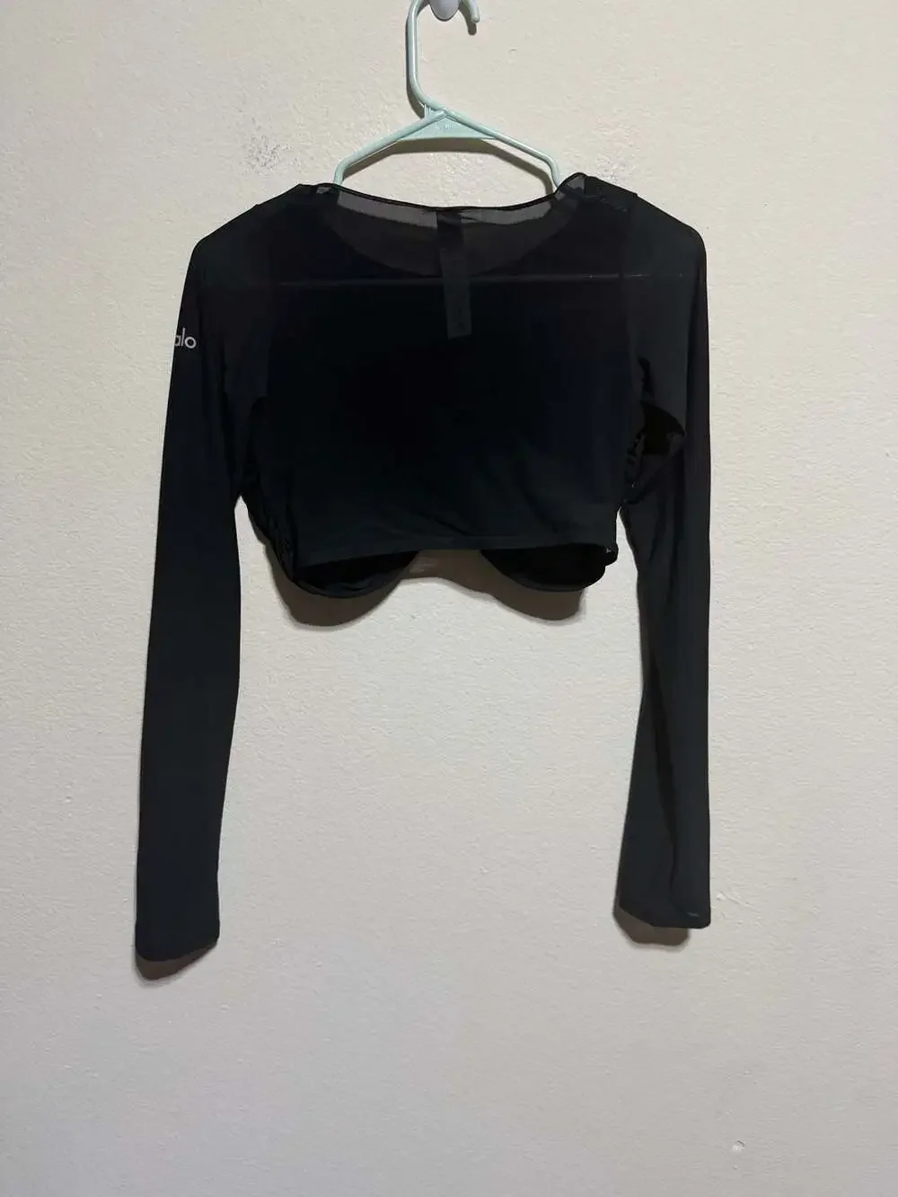 Alo Yoga Rush Long Sleeve Cropped Top with Ruched Front